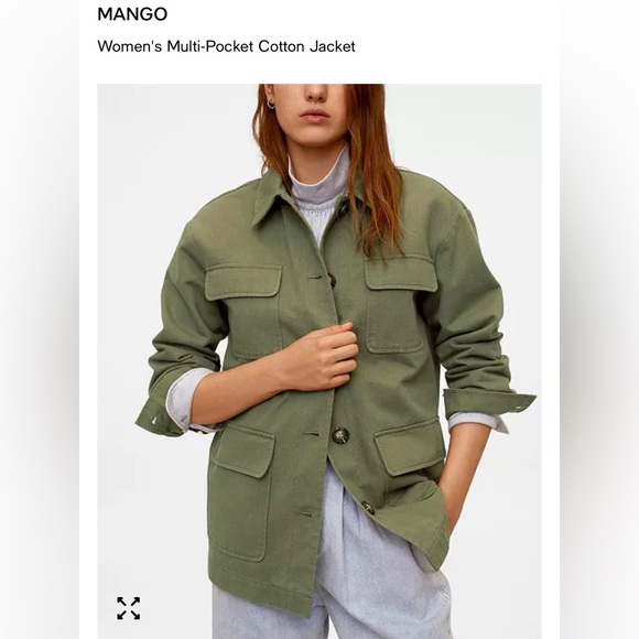 Mango Jackets & Blazers - New Mango Olive Green Utility Jacket with Pockets- size M
